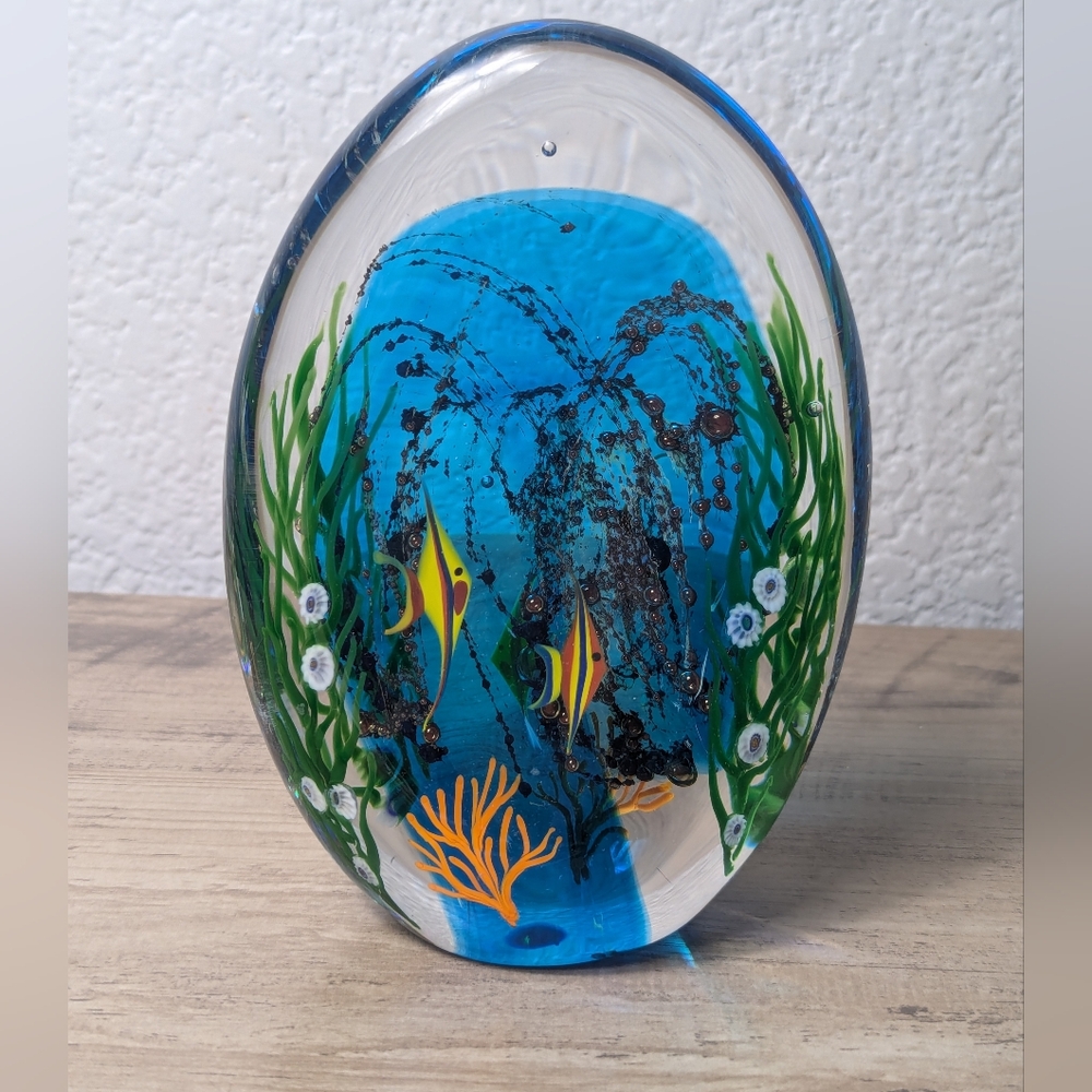 Zellique Glass Aquarium Signed Art